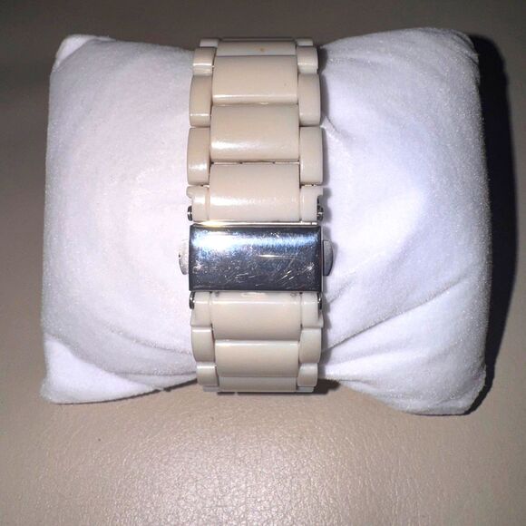 SEMPRE Women’s Rose Gold Watch Cream Ceramic Style Bracelet Crystal NEW BATTERY main image 6